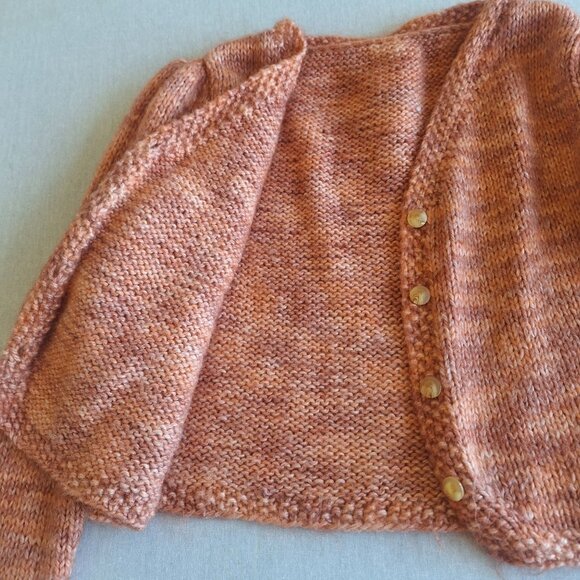 💙 Handmade Wool Cardigan Size M/L Puffed Shoulder Cottage Fall Hippie Boho Warm - Picture 6 of 8